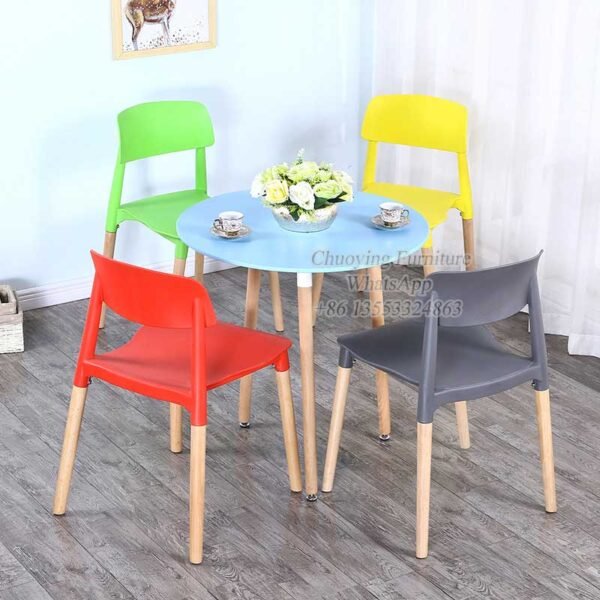 Plastic Cafe Chairs with Beech Legs